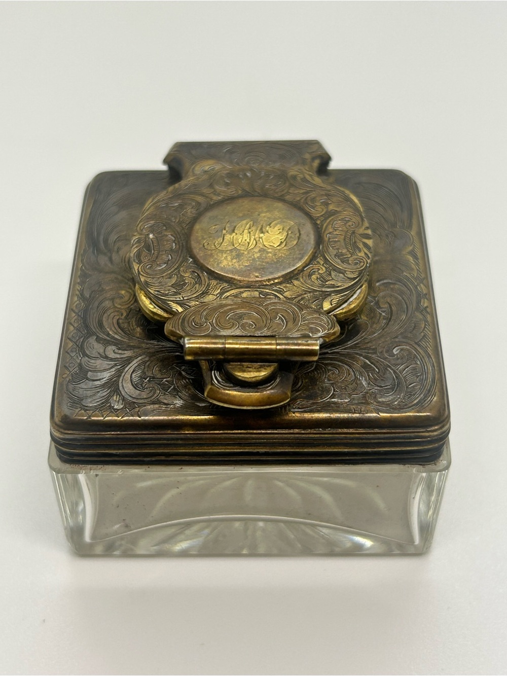 Antique Sterling Silver  Vermeil Travelling Inkwell London Thomas Diller 1839